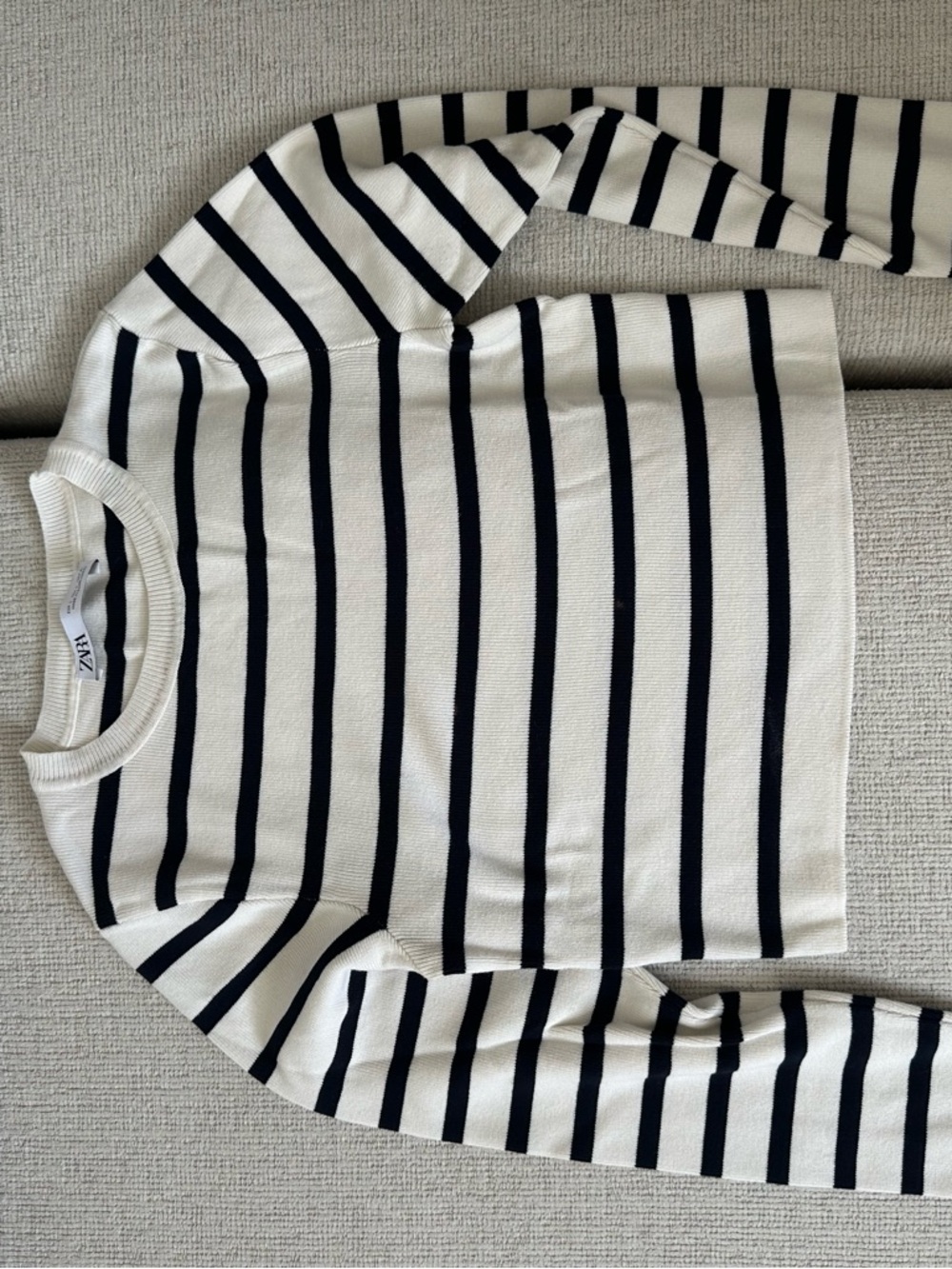 Zara Cream and Navy Striped Kids Sweater